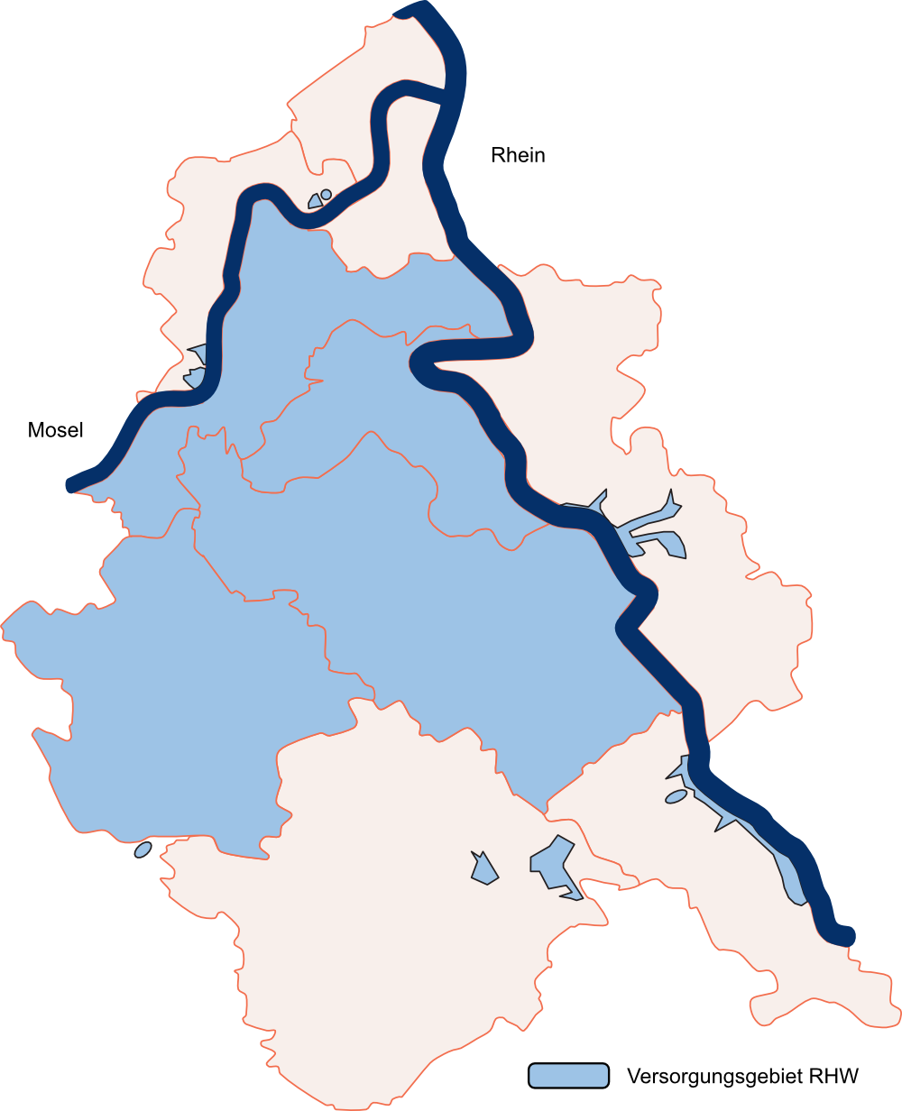Gebietskarte des Versorgungsgebietes von RH Wasser
